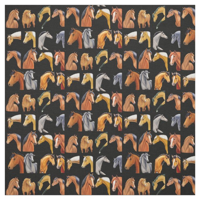 Sketches of Horses Fabric (Swatch)