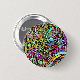Sketching Fantasy Art - Abstract Flowers 1 6 Cm Round Badge