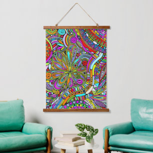 Sketching Fantasy Art - Abstract Flowers 1 Hanging Tapestry