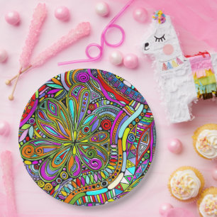 Sketching Fantasy Art - Abstract Flowers 1 Paper Plate