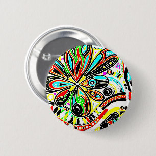 Sketching Fantasy Art - Abstract Flowers 3 6 Cm Round Badge