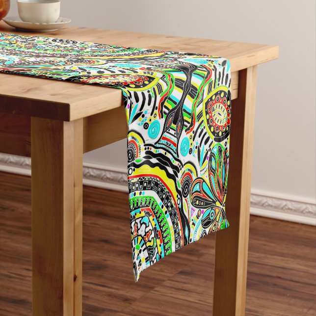 Sketching Fantasy Art - Abstract Flowers 3 Short Table Runner (In Situ)