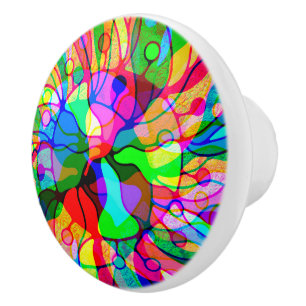 Sketching Fantasy Art - Abstract Neon Shift 1 Ceramic Knob