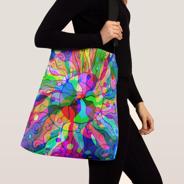 Sketching Fantasy Art - Abstract Neon Shift 1 Crossbody Bag (Close Up)