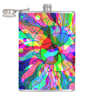 Sketching Fantasy Art - Abstract Neon Shift 1 Hip Flask