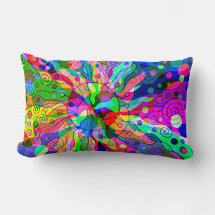 Sketching Fantasy Art - Abstract Neon Shift 1 Lumbar Cushion