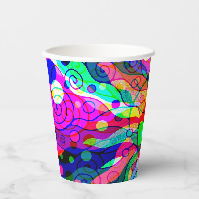 Sketching Fantasy Art - Abstract Neon Shift 1 Paper Cups (Front)