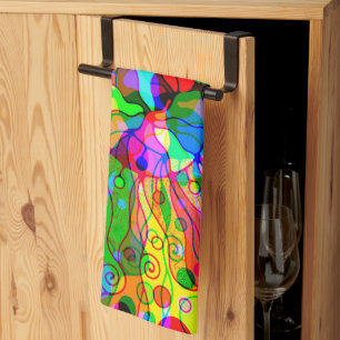 Sketching Fantasy Art - Abstract Neon Shift 1 Tea Towel