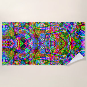 Sketching Fantasy Art - Abstract Neon Shift 3 Beach Towel