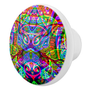 Sketching Fantasy Art - Abstract Neon Shift 3 Ceramic Knob