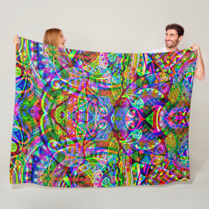 Sketching Fantasy Art - Abstract Neon Shift 3 Fleece Blanket