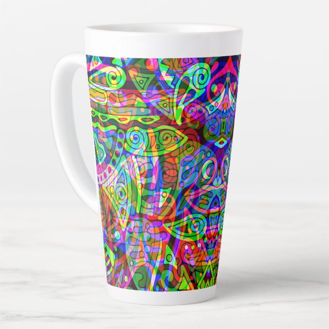 Sketching Fantasy Art - Abstract Neon Shift 3 Latte Mug (Left Angle)