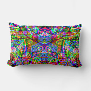 Sketching Fantasy Art - Abstract Neon Shift 3 Lumbar Cushion