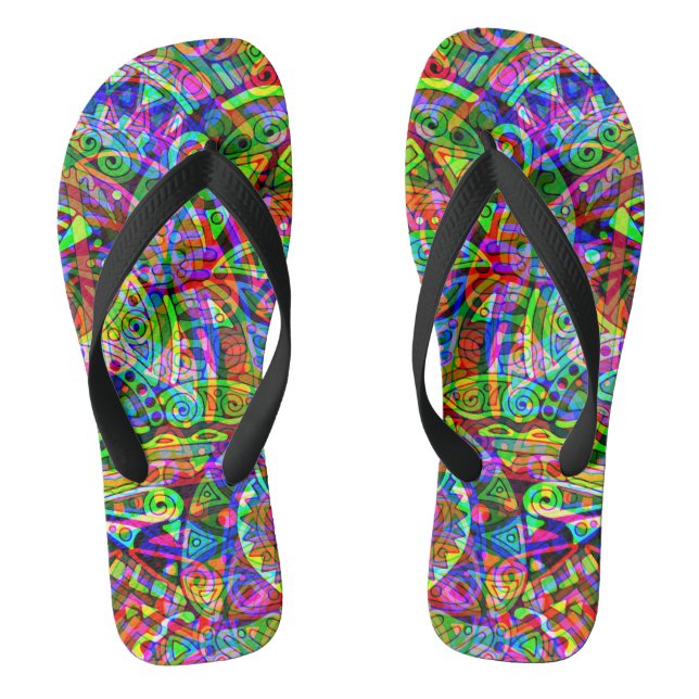 Sketching Fantasy Art - Abstract Neon Shift 3 Thongs (Footbed)