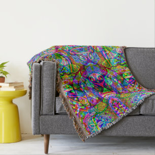 Sketching Fantasy Art - Abstract Neon Shift 3 Throw Blanket
