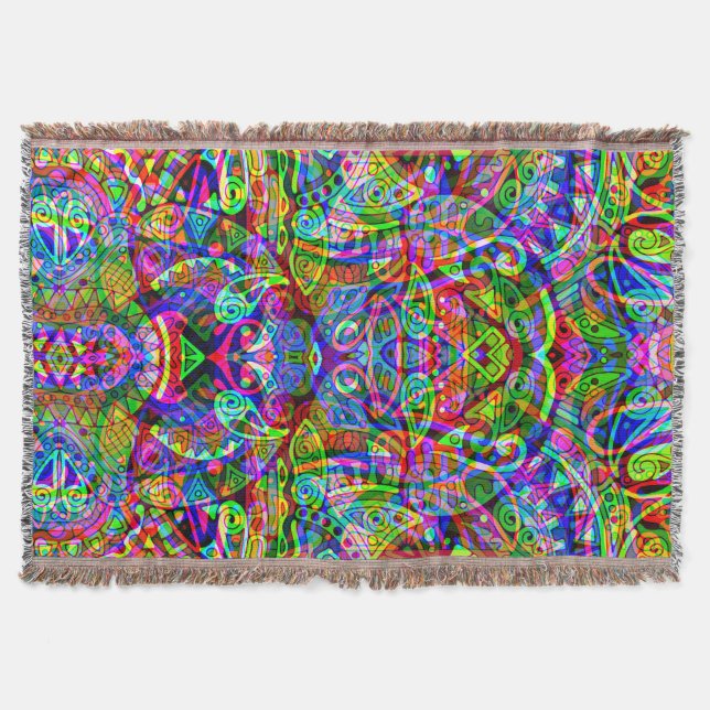 Sketching Fantasy Art - Abstract Neon Shift 3 Throw Blanket (Front)
