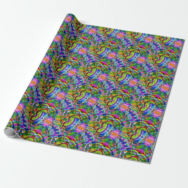 Sketching Fantasy Art - Abstract Neon Shift 3 Wrapping Paper (Unrolled)