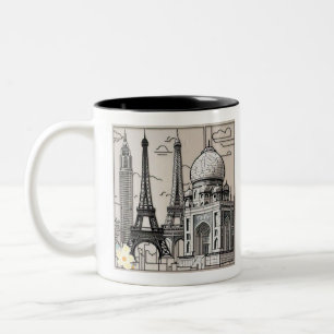 "Sketching the Metropolis" Two-Tone Coffee Mug