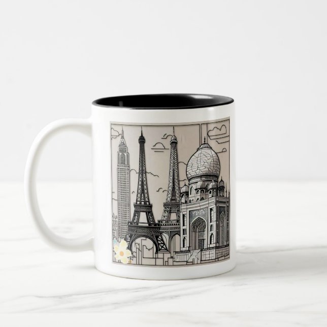 "Sketching the Metropolis" Two-Tone Coffee Mug (Left)