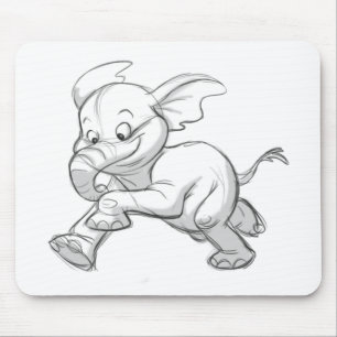 Sketchy Baby Elephant Mouse Pad
