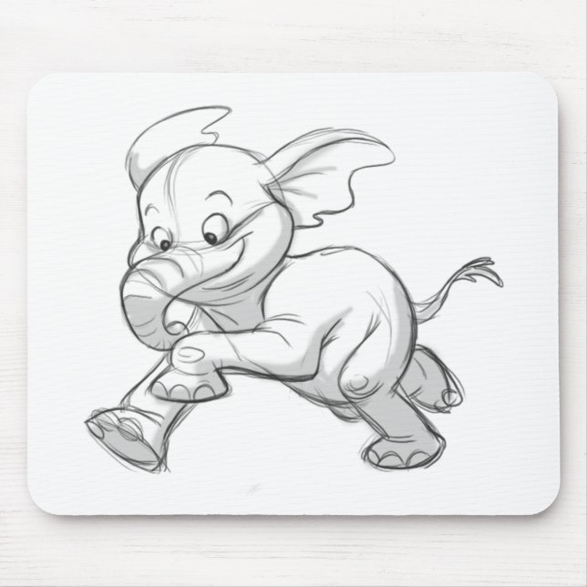 Sketchy Baby Elephant Mouse Pad (Front)