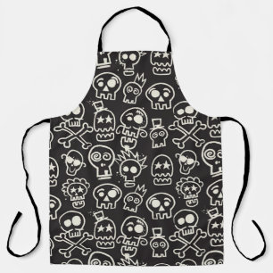Sketchy Black Skull Seamless Wallpaper Apron