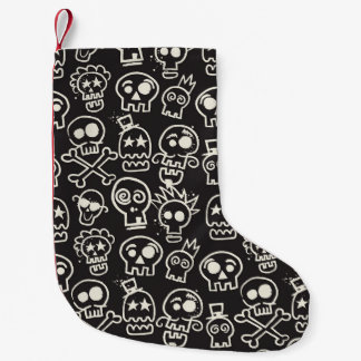 Sketchy Black Skull Seamless Wallpaper Small Christmas Stocking