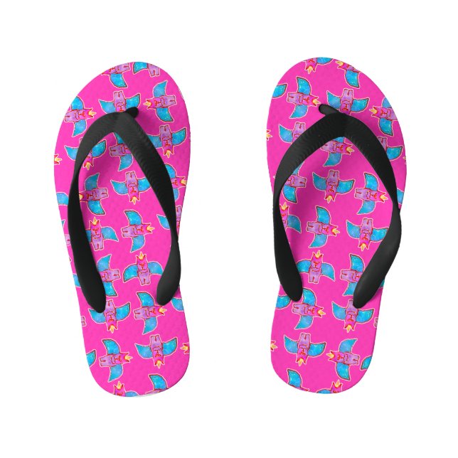 Sketchy Creatures Colourful Pattern Kid's Thongs (Footbed)