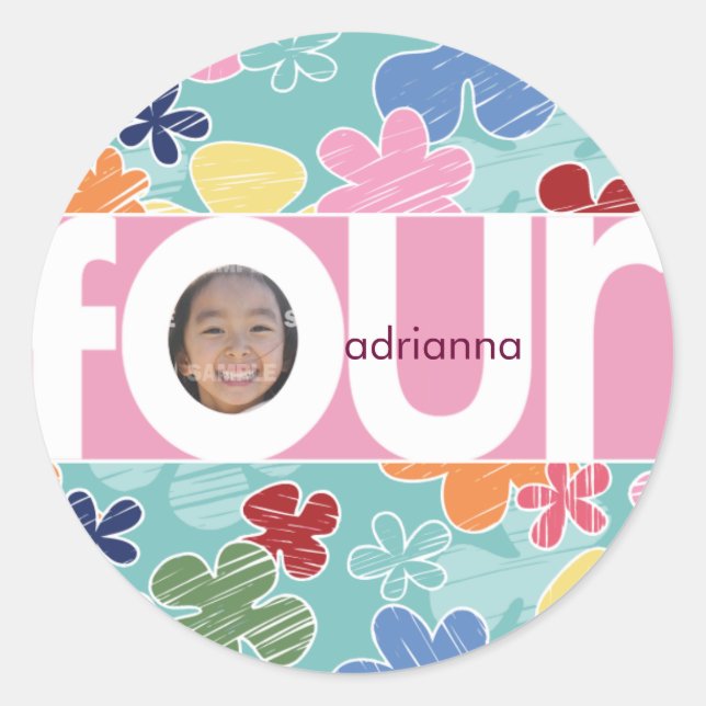 Sketchy flowers number sticker (Front)