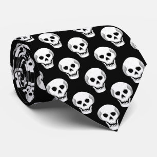 Sketchy Halloween Skull Pattern Tie