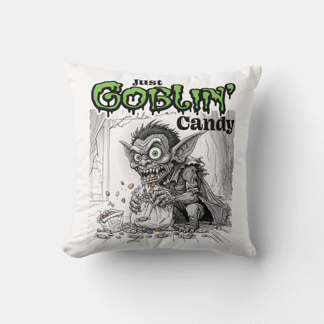 Sketchy Just Goblin’ Candy Cushion (Front)