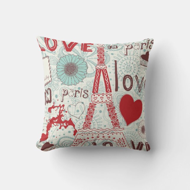 Sketchy Love in Paris. Cushion (Front)