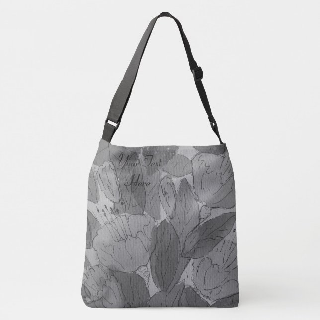 sketchy modern contempory black and white floral crossbody bag (Back)
