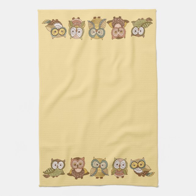 Sketchy Owls Tea Towel (Vertical)
