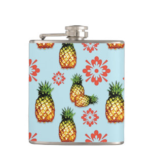 Sketchy Pineapple Print Hip Flask