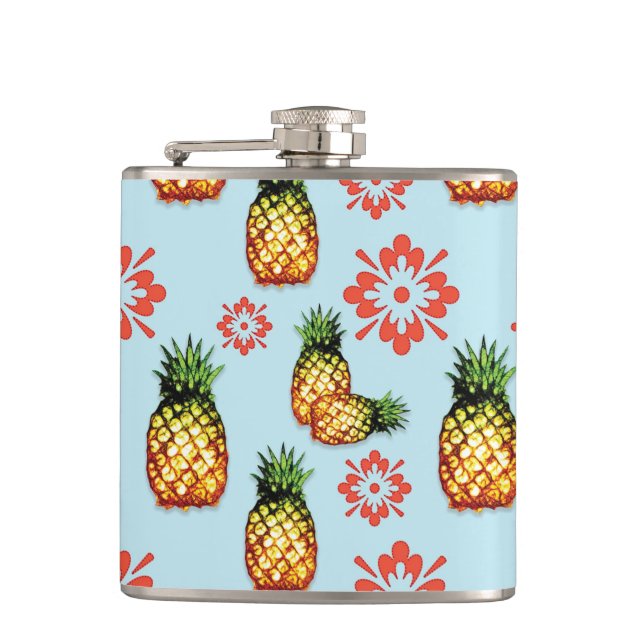 Sketchy Pineapple Print Hip Flask (Front)