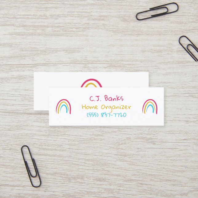 Sketchy Rainbows Mini Business Cards (Front/Back In Situ)