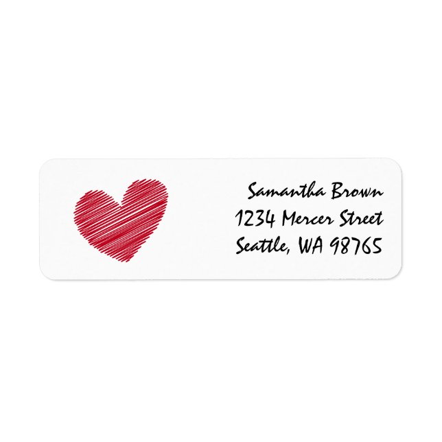 Sketchy Red Heart Return address labels (Front)