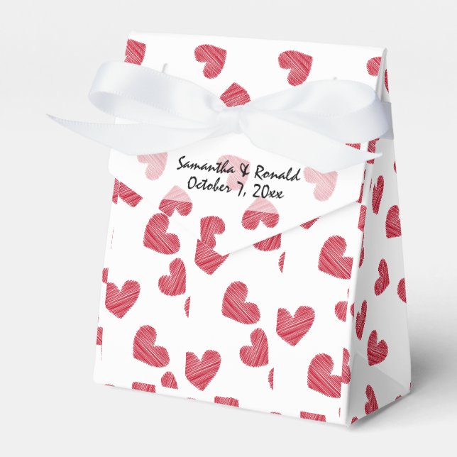 Sketchy Red Heart Wedding  Favour Box (Front Side)
