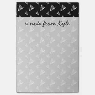 Sketchy Sailboat Pattern Add Your Name Post-it Notes