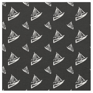 Sketchy Sailboat Pattern Fabric