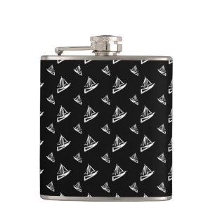 Sketchy Sailboat Pattern Hip Flask