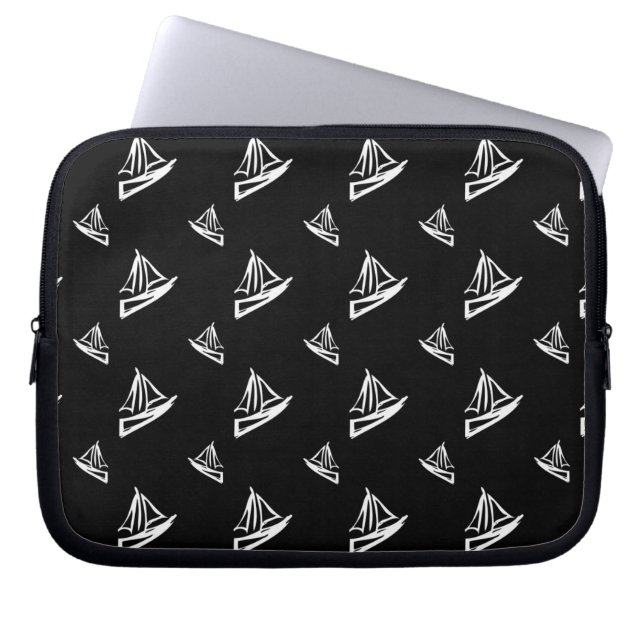 Sketchy Sailboat Pattern Laptop Sleeve (Front)