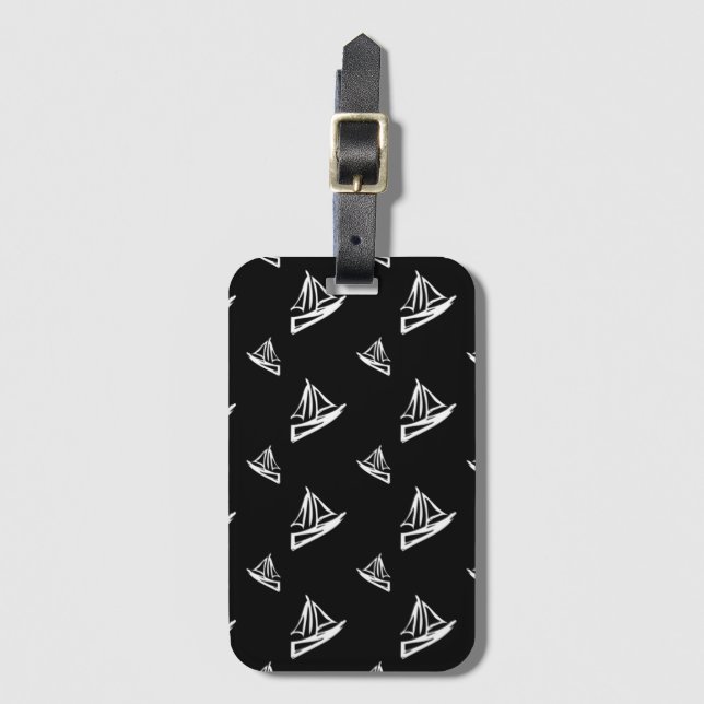 Sketchy Sailboat Pattern Luggage Tag (Front Vertical)