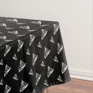 Sketchy Sailboat Pattern Tablecloth