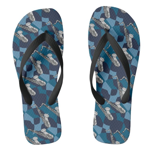 Sketchy Saxophone Blues Thongs (Footbed)