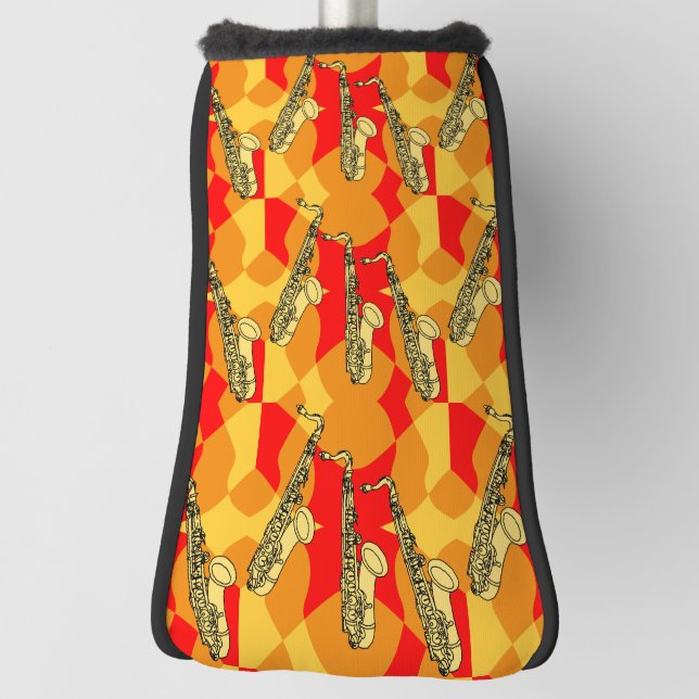 Sketchy Saxophone Grey Pattern Golf Head Cover (Rotate 90)