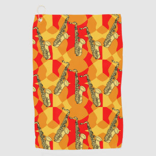 Sketchy Saxophone Grey Pattern Golf Towel