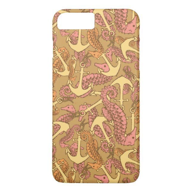 Sketchy Seahorse And Anchor Pattern Case-Mate iPhone Case (Back)