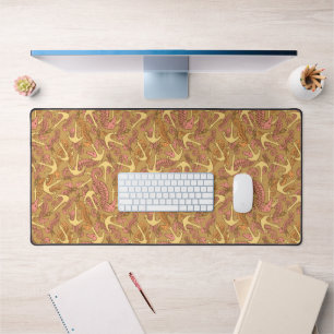 Sketchy Seahorse And Anchor Pattern Desk Mat